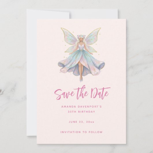 Magische engel fee pastelkleuren Save The Date (Voorkant)