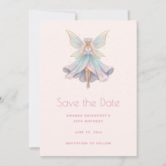 Magische engel fee pastelkleuren save the date (Voorkant)