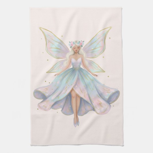 Magische engel fee pastelkleuren theedoek (Verticaal)