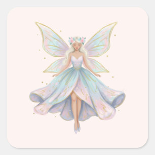Magische engel fee pastelkleuren vierkante sticker