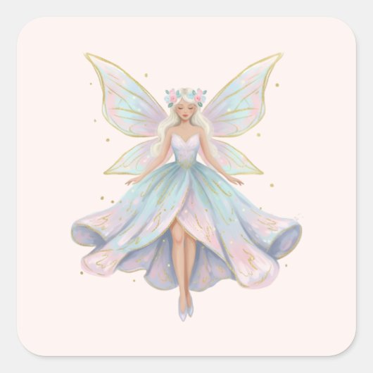 Magische engel fee pastelkleuren vierkante sticker (Voorkant)