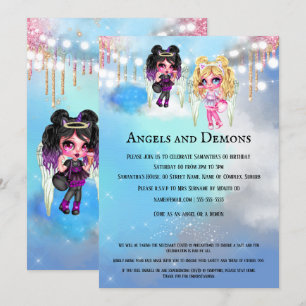 Magische engelen demonen mythische themafeestje kaart