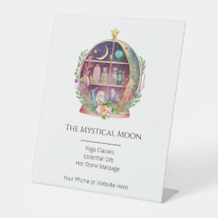 Magische Essential Oils Apothecary Yoga Crystals Reclamebord Met Voetstuk