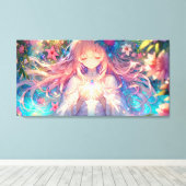 Magische Etherische Anime Meisje Canvas Afdruk (Insitu (Houten vloer))