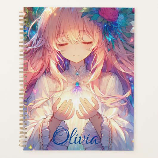 Magische Etherische Anime Meisje Gepersonaliseerd Planner (Voorkant)