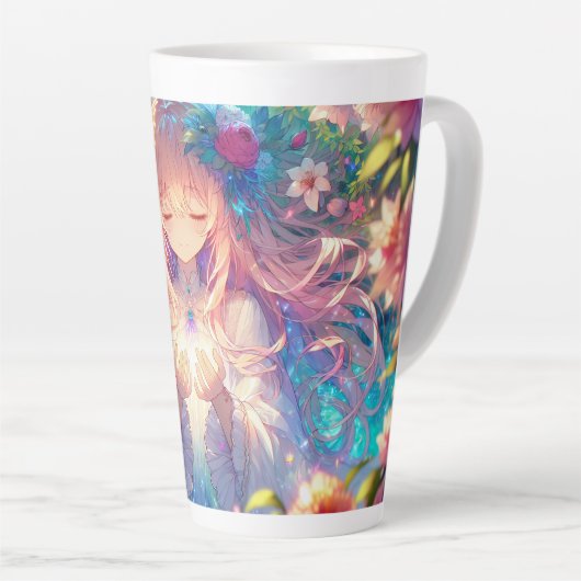 Magische Etherische Anime Meisje Latte Mok (Rechterhoek)