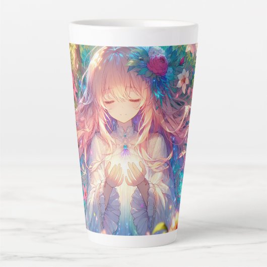 Magische Etherische Anime Meisje Latte Mok (Voorkant)