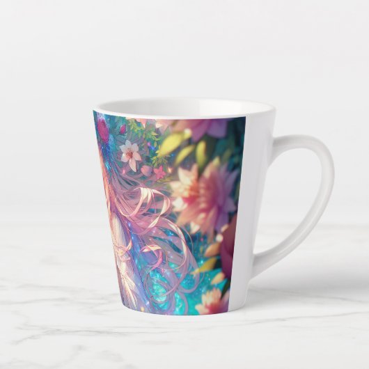 Magische Etherische Anime Meisje Latte Mok (Rechts)