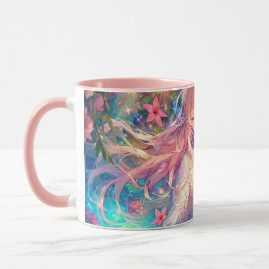 Magische Etherische Anime Meisje Mok (Links)