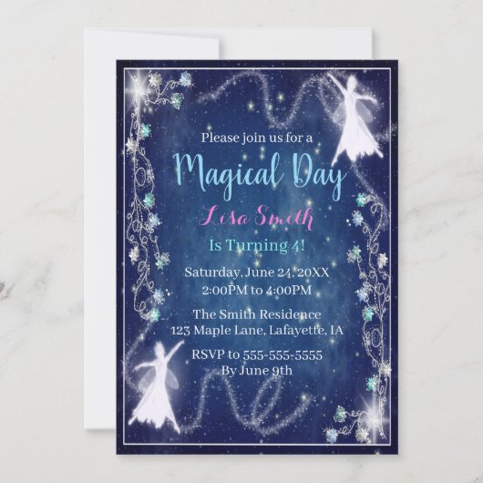 Magische Fairy Blauwe Sterrennacht Verjaardagsfees Kaart (Voorkant)