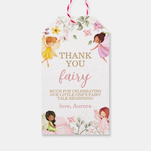Magische Fairy Bloemen Baby shower Dank u Favor Cadeaulabel (Achterkant)