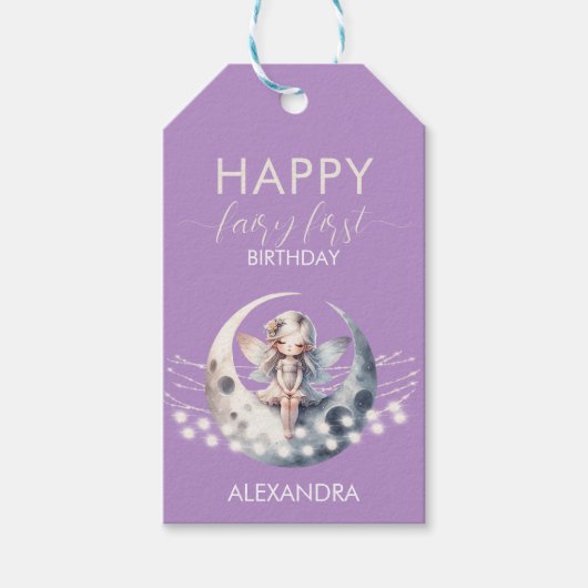 Magische Fairy Eerste Meisje Gelukkige Verjaardag Cadeaulabel (Voorkant)