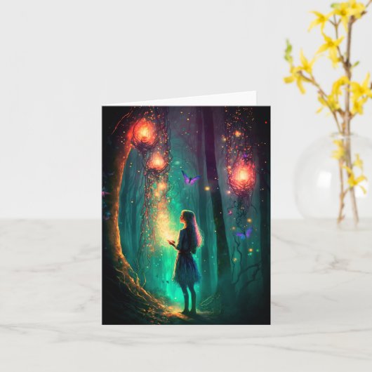 Magische fairy Enchanted Forest Fantasy Pixie Dust Kaart (Gele Bloem)