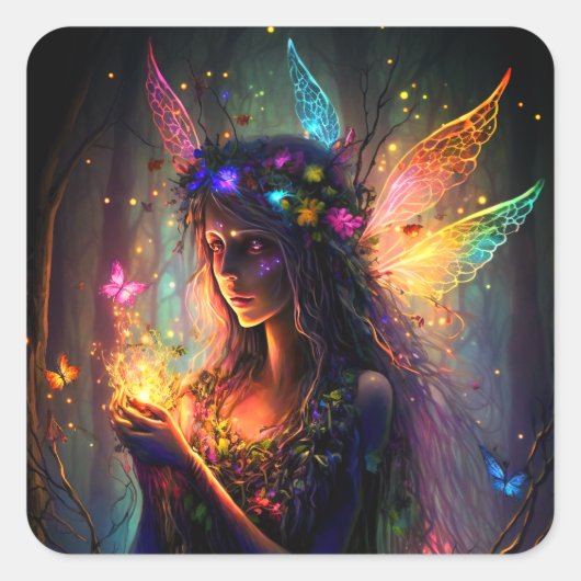 Magische fairy Enchanted Forest Fantasy Pixie Dust Vierkante Sticker (Voorkant)