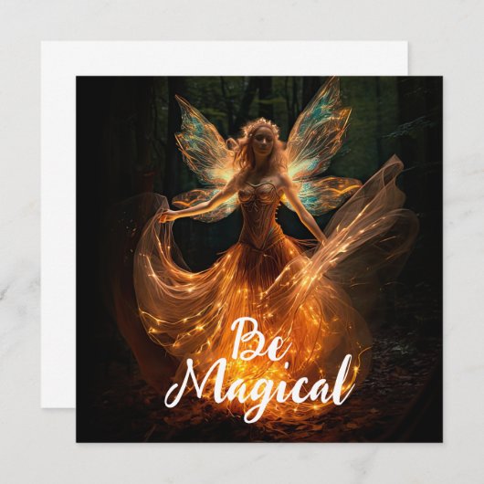 Magische Fairy Engel met Vleugels in Bos Pixie Kaart (Voorkant / Achterkant)