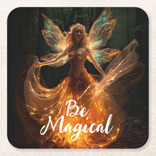 Magische Fairy Engel met Vleugels in Bos Pixie Kartonnen Onderzetters (Voorkant)