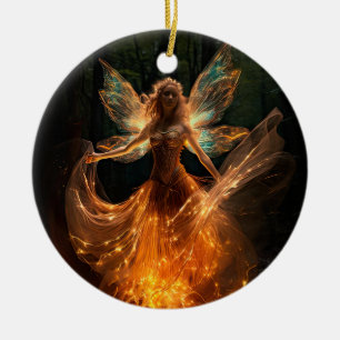Magische Fairy Engel met Vleugels in Bos Pixie Keramisch Ornament