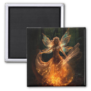 Magische Fairy Engel met Vleugels in Bos Pixie Magneet