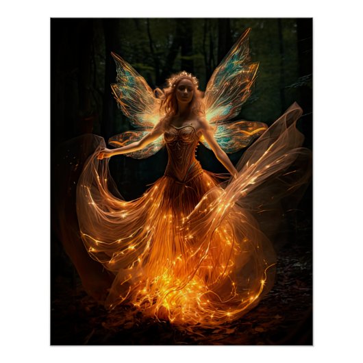 Magische Fairy Engel met Vleugels in Bos Pixie Perfect Poster (Voorkant)