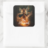 Magische Fairy Engel met Vleugels in Bos Pixie Vierkante Sticker (Tas)