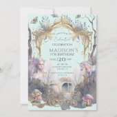 Magische Fairy Fairytale 5th Birthday Blue Party Kaart (Voorkant)