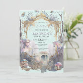 Magische Fairy Fairytale 5th Birthday Blue Party Kaart (Staand voorkant)