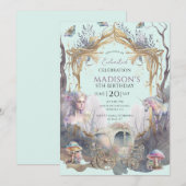 Magische Fairy Fairytale 5th Birthday Blue Party Kaart (Voorkant / Achterkant)