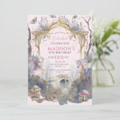 Magische fairy Fairytale vijfde verjaardag Roze Kaart (Staand voorkant)