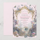 Magische fairy Fairytale vijfde verjaardag Roze Kaart (Voorkant / Achterkant)