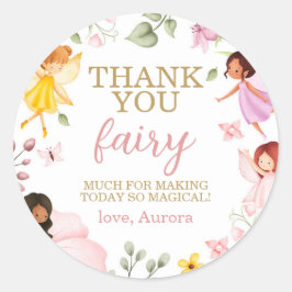 Magische Fairy Floral Verjaardag Dank je wel Favor Ronde Sticker