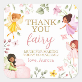Magische Fairy Floral Verjaardag Dank je wel Favor Vierkante Sticker