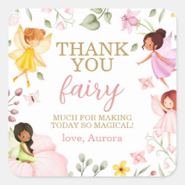 Magische Fairy Floral Verjaardag Dank je wel Favor Vierkante Sticker