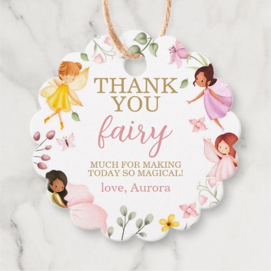 Magische Fairy Floral Verjaardag Dank u Bedankjes Labels (Voorkant)