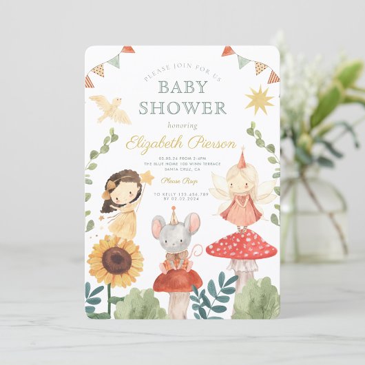 Magische Fairy Forest Mushroom Baby shower Kaart