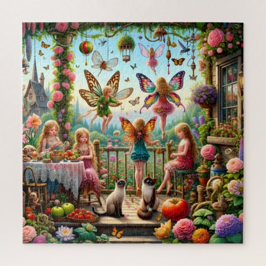 Magische Fairy Garden Enchanted Tea Party Legpuzzel (Verticaal)