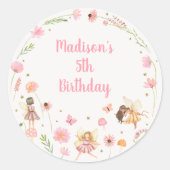 Magische Fairy Garden Floral Verjaardag Ronde Sticker (Voorkant)