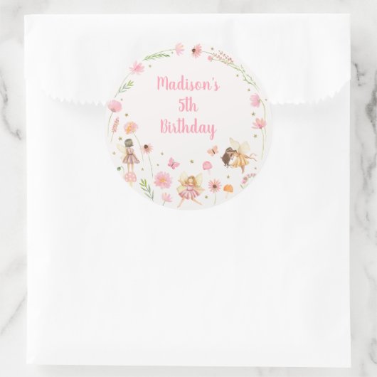 Magische Fairy Garden Floral Verjaardag Ronde Sticker (Tas)