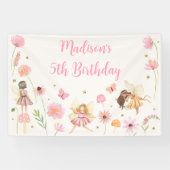 Magische Fairy Garden Floral Verjaardag Spandoek (Horizontaal)