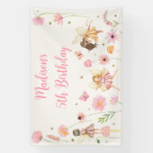 Magische Fairy Garden Floral Verjaardag Spandoek (Verticaal)