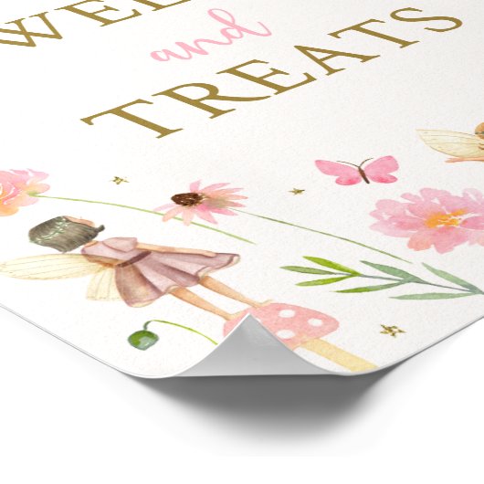 Magische Fairy Garden Floral Verjaardag Treats tek Poster (Hoek)