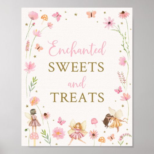Magische Fairy Garden Floral Verjaardag Treats tek Poster (Voorkant)