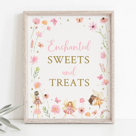 Magische Fairy Garden Floral Verjaardag Treats tek Poster