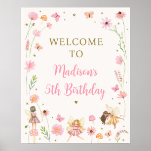 Magische Fairy Garden Floral Verjaardag Welkom Poster