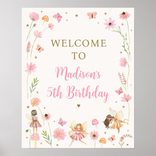 Magische Fairy Garden Floral Verjaardag Welkom Poster (Voorkant)