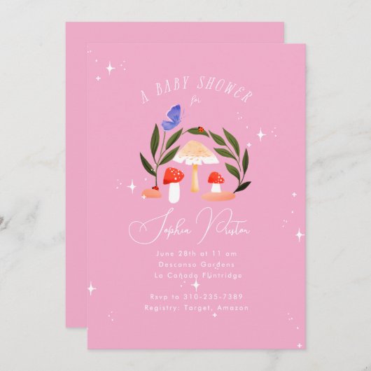 Magische Fairy Garden Paddestoelen en Butterfly Ba Kaart (Voorkant / Achterkant)