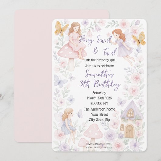 Magische Fairy Garden verjaardagsuitnodiging Kaart (Voorkant / Achterkant)