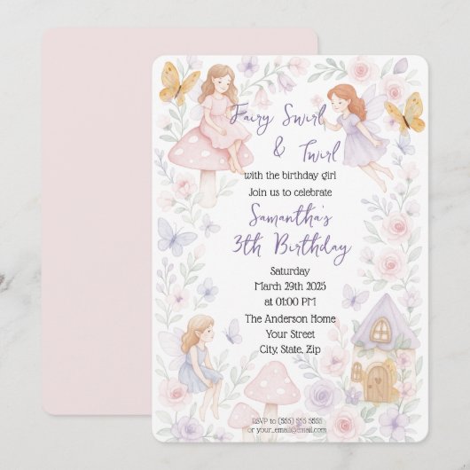 Magische Fairy Garden verjaardagsuitnodiging Kaart (Voorkant / Achterkant)