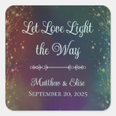 Magische Fairy Lights Enchanted Forest bruiloft Vierkante Sticker (Voorkant)