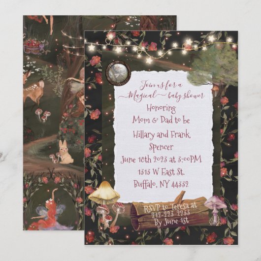 Magische Fairy Mushroom Uitnodiging (Voorkant / Achterkant)