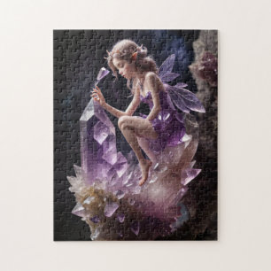 Magische Fairy Paarse Amethyst kristallen Legpuzzel